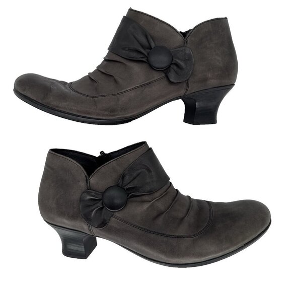Rieker Sally Brown Leather Dress 56956 Size 13 Gray Ankle boot, witch boot, bow - Picture 1 of 16